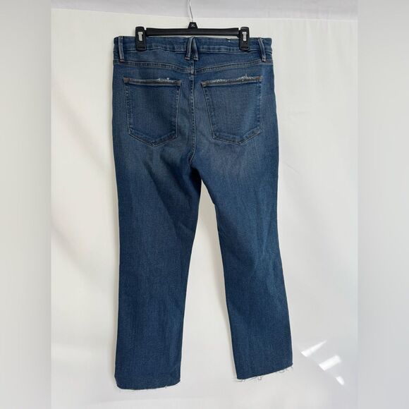 Good American Good Legs Raw Hem Straight Jeans Blue Denim Estimated Size 14/32 - Picture 5 of 8